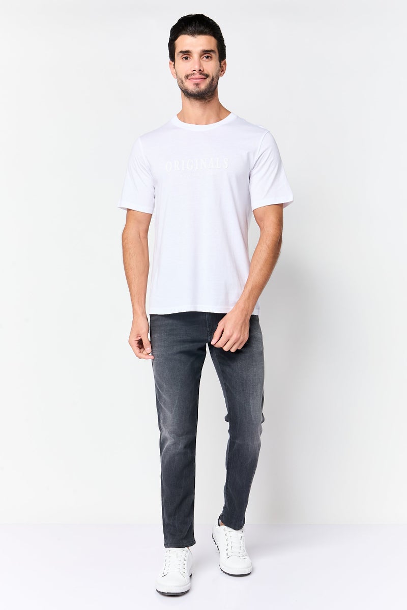 JACK & JONES Men Crew Neck Brand Logo Short Sleeve T-Shirt, White - Image 2